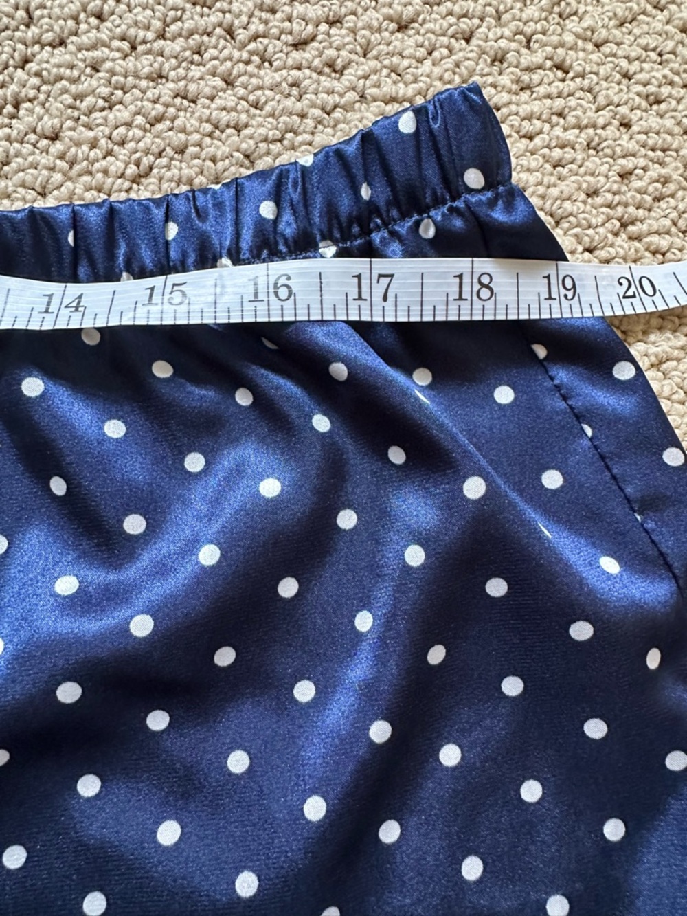 Lilac & London Navy Blue w/White Polka Dots Satin Pajama Shorts Sz XL - Picture 3 of 6